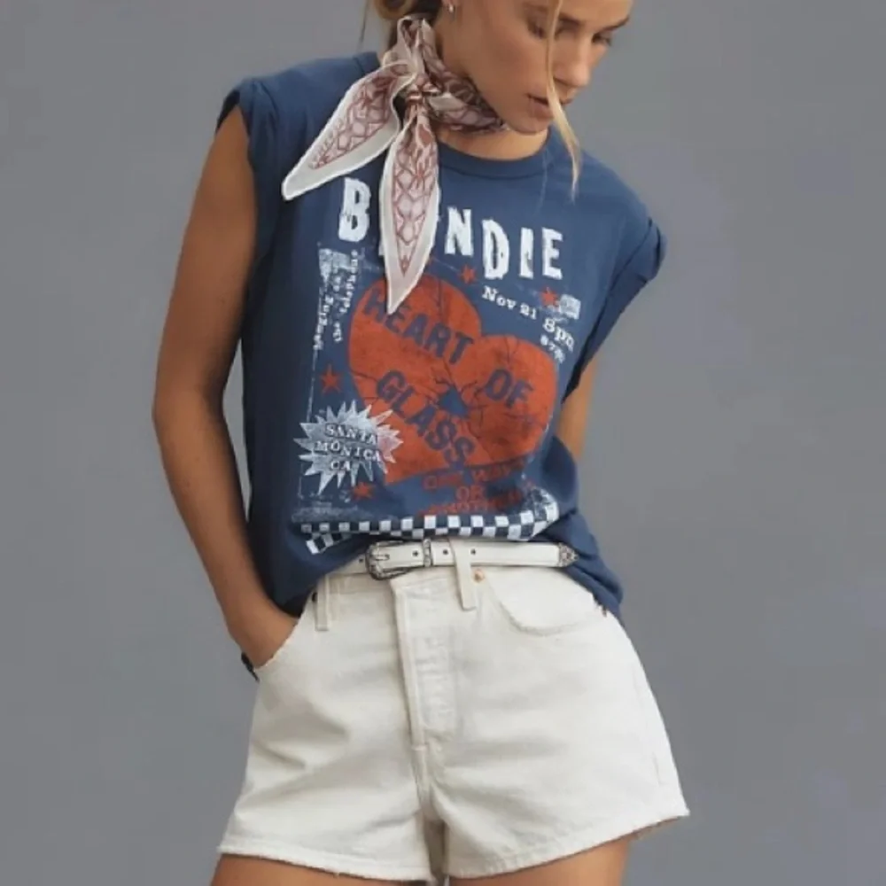 Letluv for Anthropologie Blondie 1978 Roll-Sleeve Graphic Tee Women size Medium - Picture 3 of 9